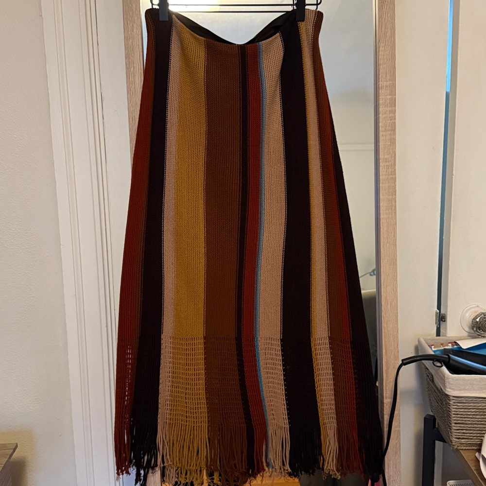 Zara Striped KNIT Midi Skirt